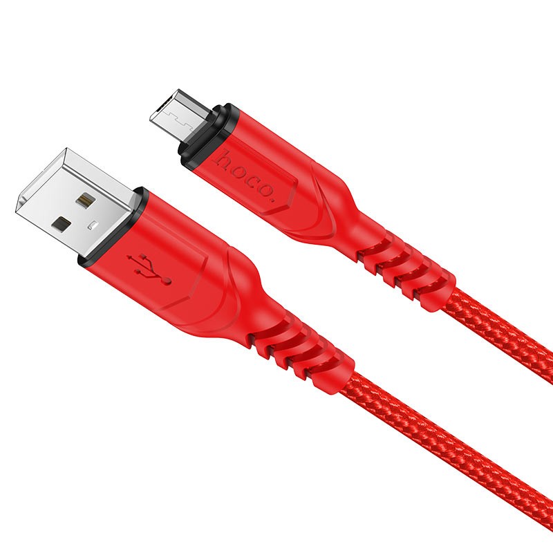 Καλώδιο σύνδεσης Hoco X59 Victory USB σε Micro USB 2.4A με Εύκαμπτο Βύσμα και Braided Καλώδιο Κόκκινο 1m