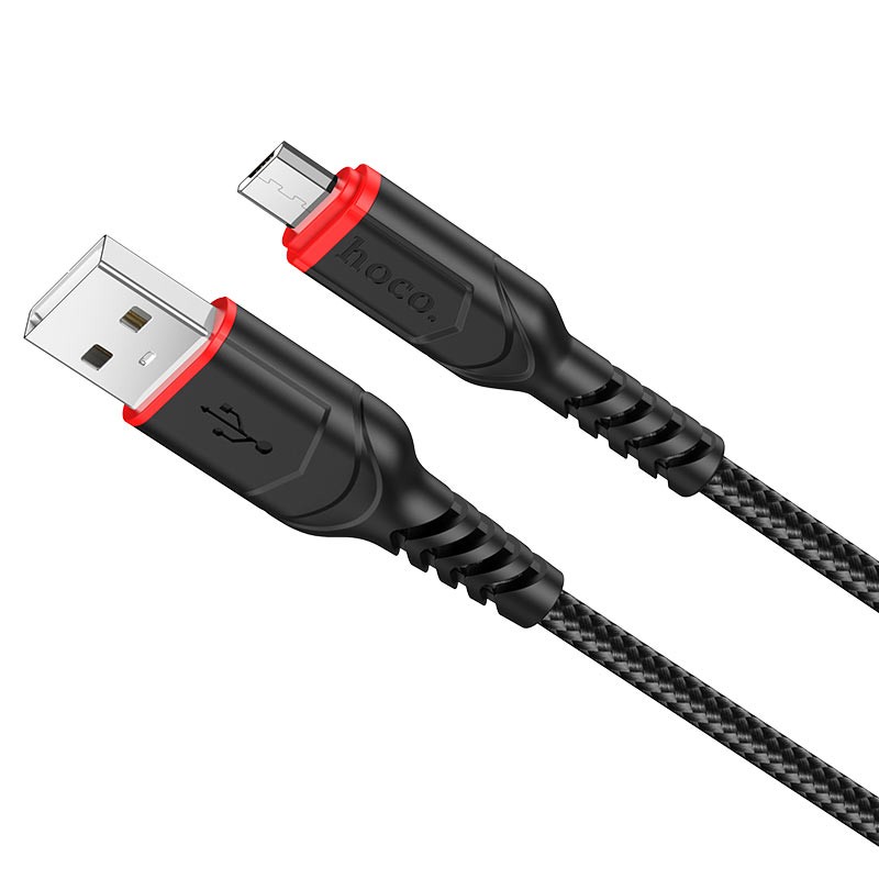 Καλώδιο σύνδεσης Hoco X59 Victory USB σε Micro USB 2.4A με Εύκαμπτο Βύσμα και Braided Καλώδιο Μαύρο 1m