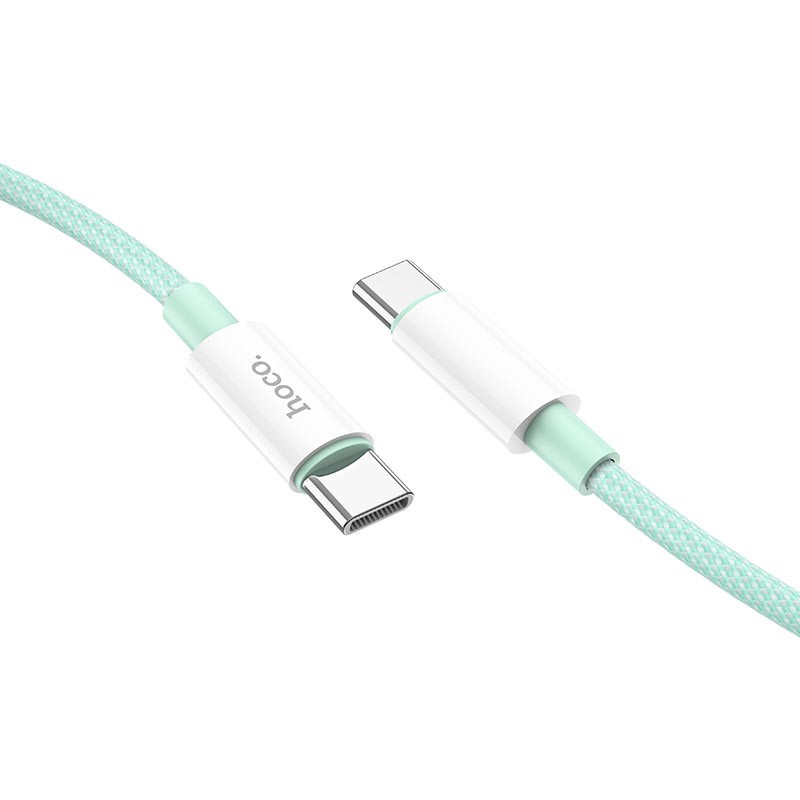 Καλώδιο σύνδεσης Hoco X68 PD True Color Braided USB-C σε USB-C 100W 3A Πράσινο 1m