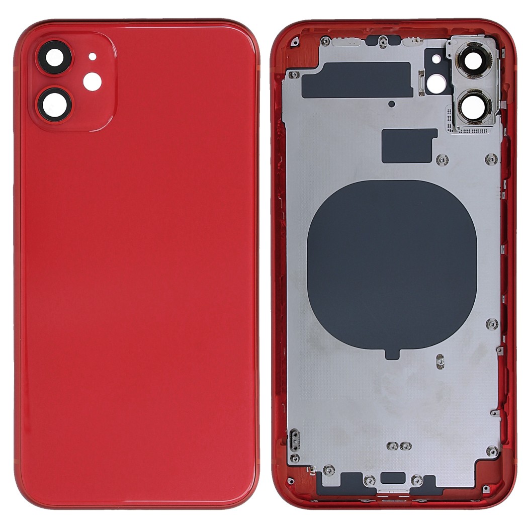 Μεσαίο Πλαίσιο με Καπάκι Μπαταρίας, Τζαμάκι Κάμερας και Εξωτερικά Πλήκτρα για Apple iPhone 11 Κόκκινο