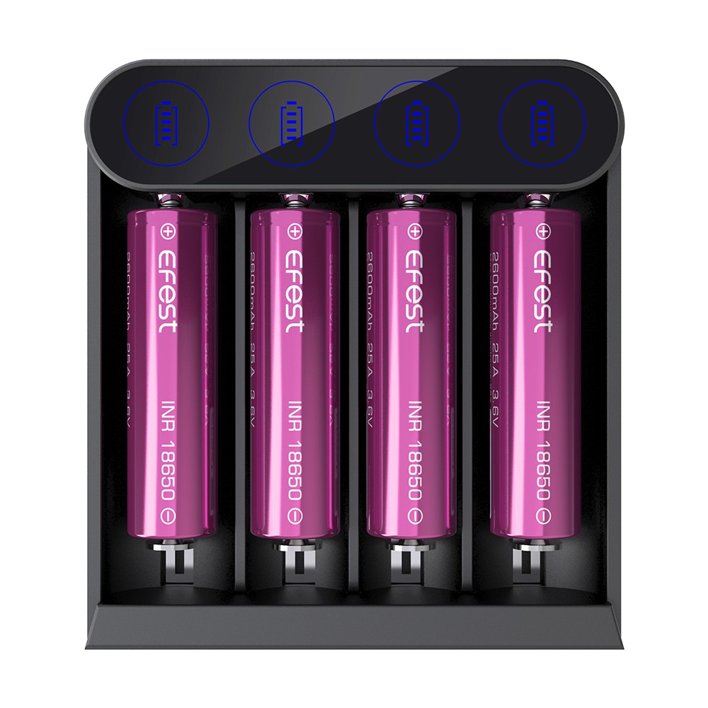 Φορτιστής Μπαταριών Efest Slim K4 με 4 Θέσεις και Ένδειξη Φόρτισης συμβατό με 10440,18650, 21700, 20700, 26650
