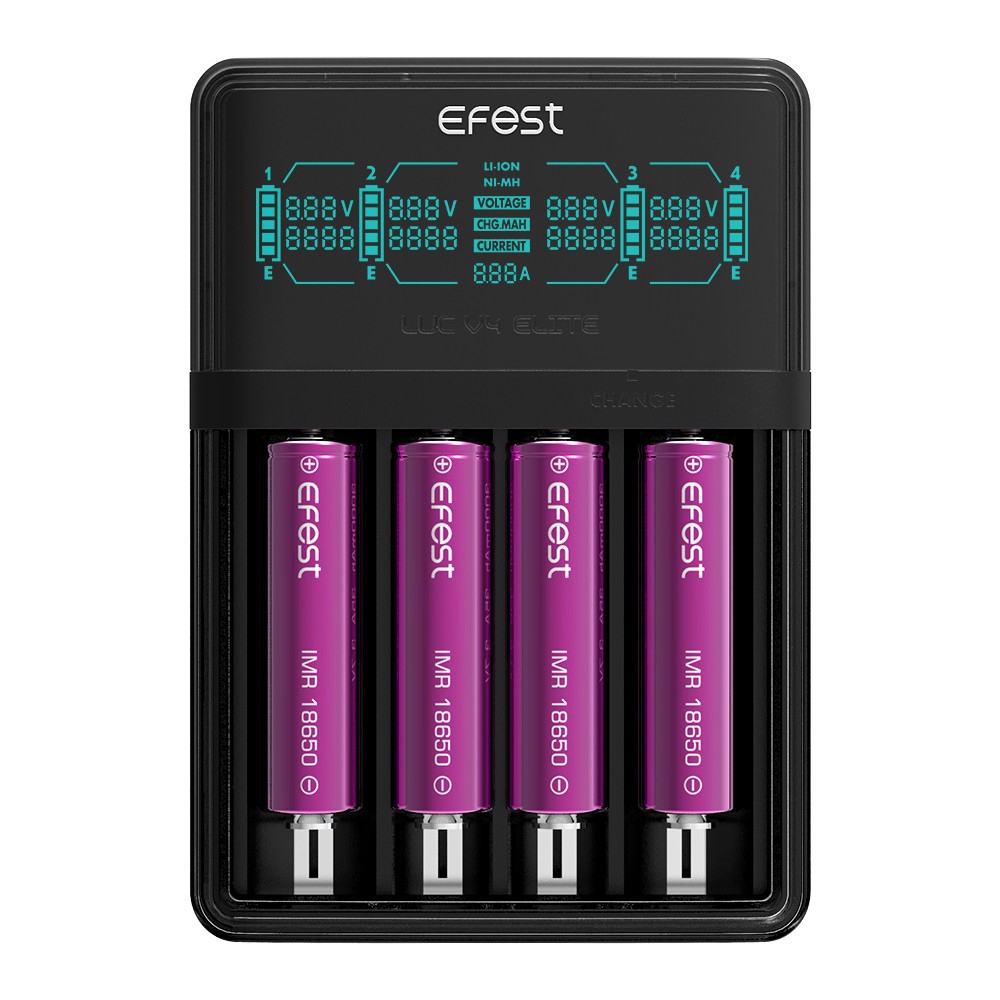 Φορτιστής Μπαταριών Efest LUC V4 Elite 4 Θέσεων με Οθόνη Συμβατό με A/AA/AAA/SC/C και 18650 20700 / 21700