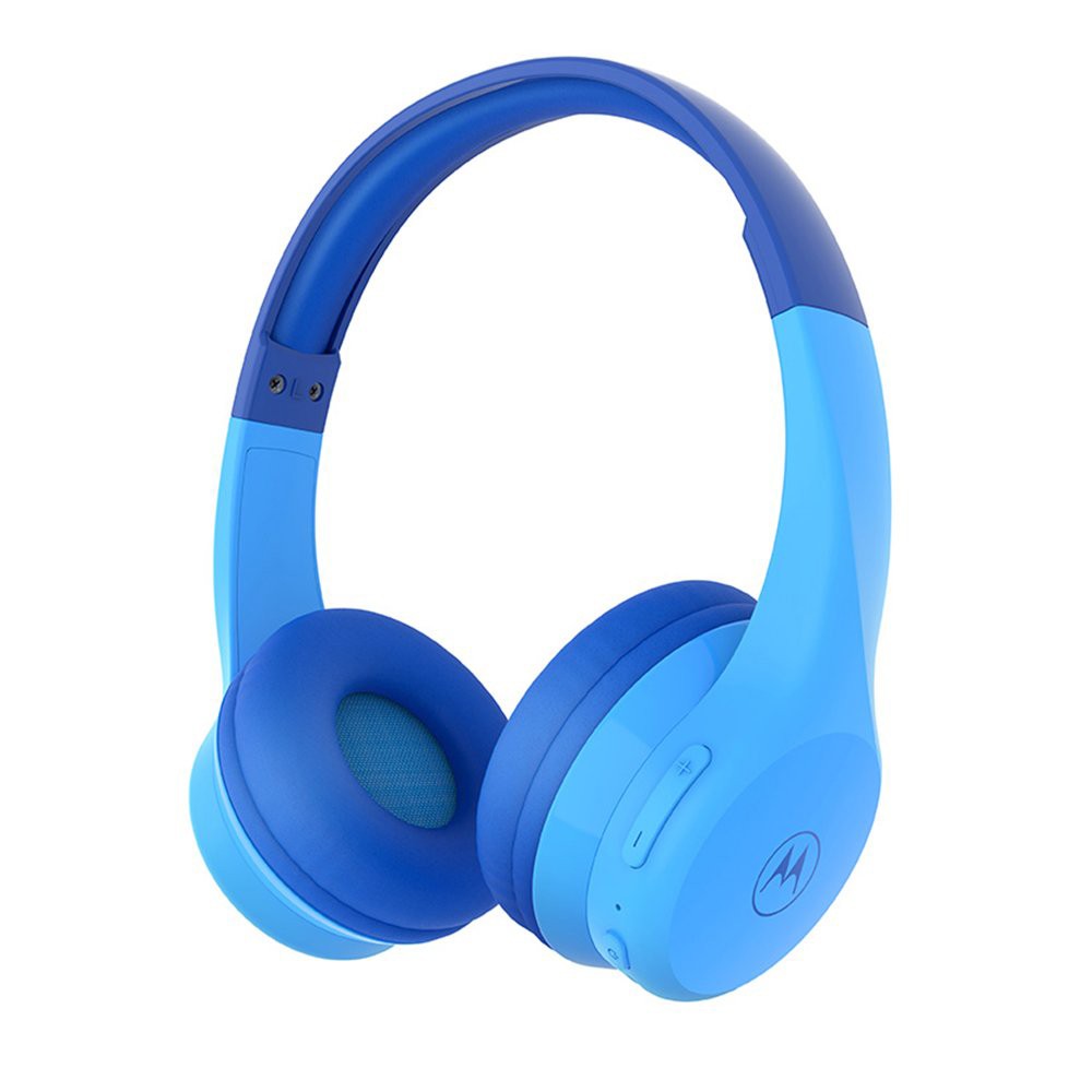 Bluetooth Ακουστικά Stereo Motorola Kids JR300 V5.0 Μπλέ On-ear  με Μικρόφωνο, Πλήκτρα Ελέγχου, Καλώδιο 3,5mm και Εξτρα Υποδοχή Ακουστικών