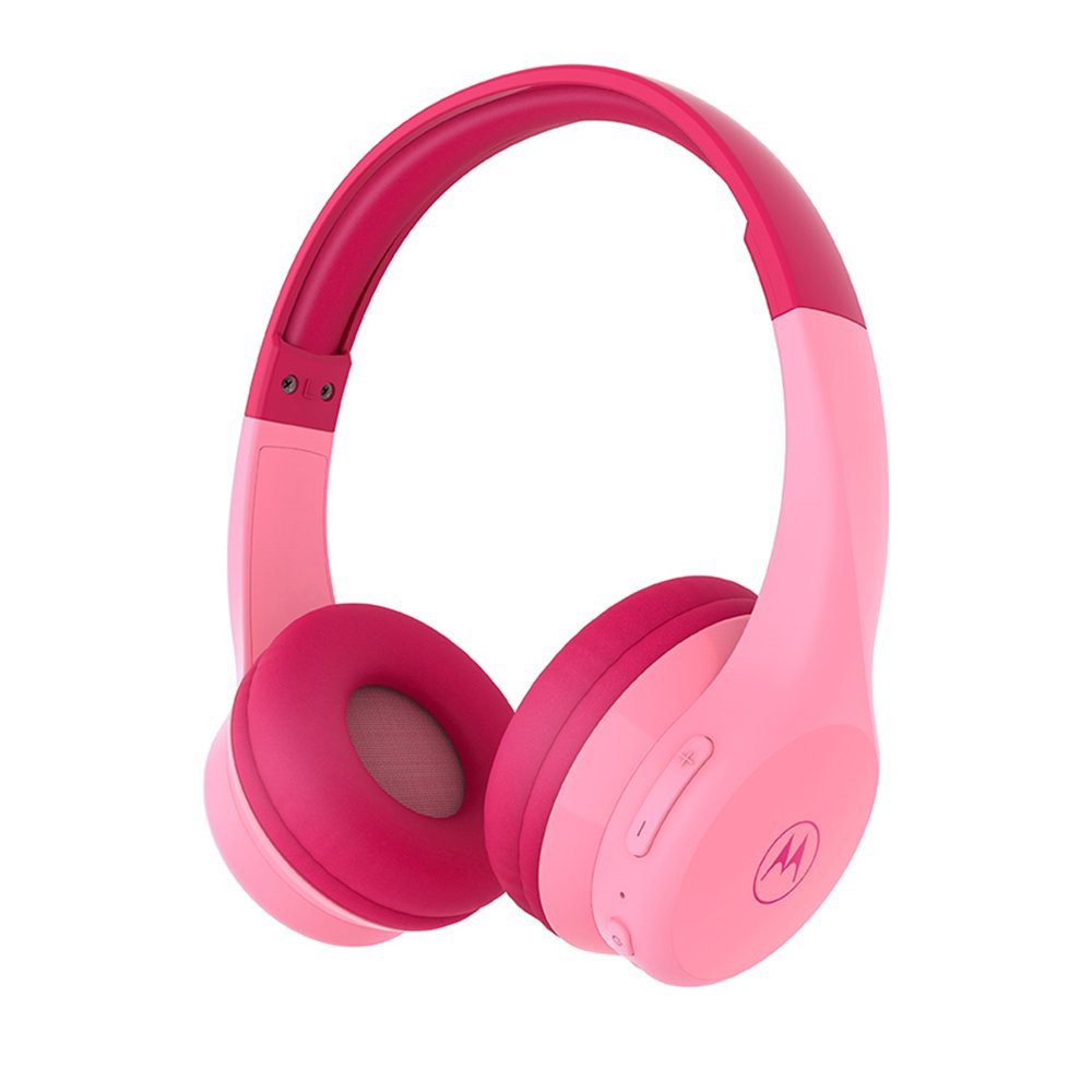 Bluetooth Ακουστικά Stereo Motorola Kids JR300 V5.0 Ροζ On-ear  με Μικρόφωνο, Πλήκτρα Ελέγχου, Καλώδιο 3,5mm και Εξτρα Υποδοχή Ακουστικών