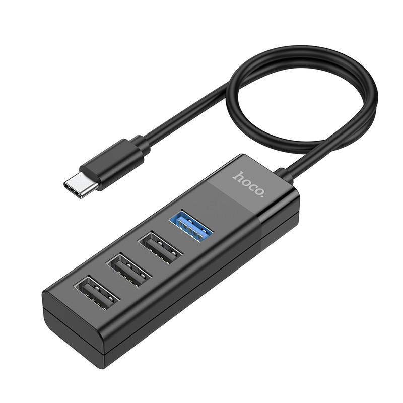 Hub USB-C Hoco HB25 4 in 1 Easy display USB-C σε USB3.0 x 1 και USB2.0 x 3 Μαύρο