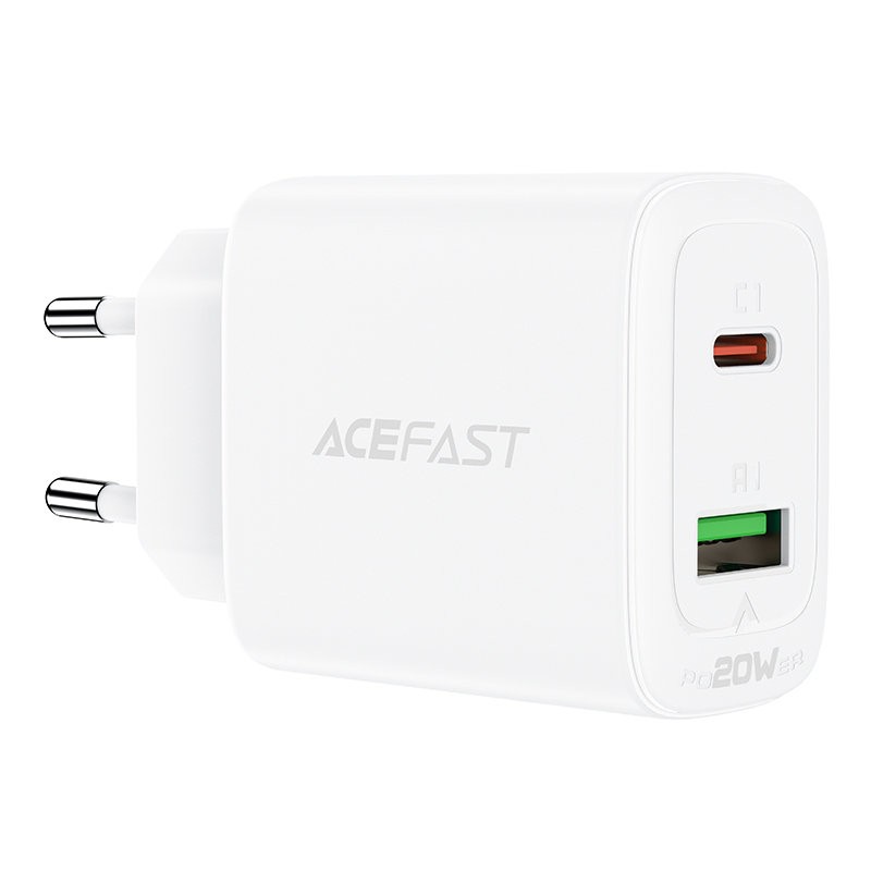 Φορτιστής Ταξιδίου Acefast A25 Fast Charging2xUSB-C+USB-A PD20W QC3.0/QC2.0 5V/3A Λευκός