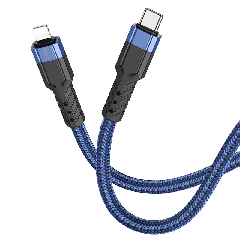 Καλώδιο Σύνδεσης Hoco U110 USB-C σε Lightning Braided PD20W 3A Μπλε 1.2m Υψηλής Αντοχής