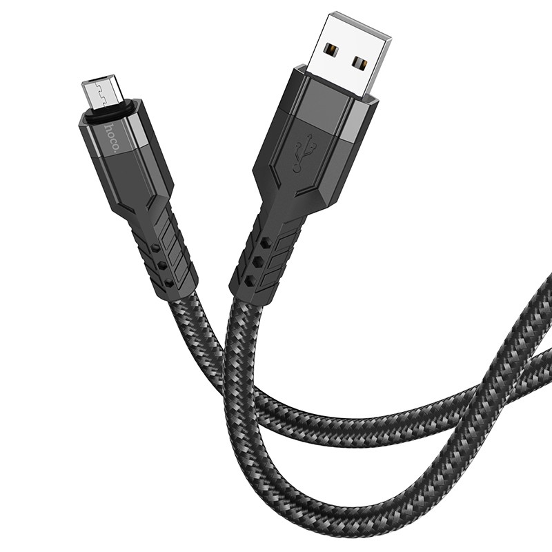 Καλώδιο Σύνδεσης Hoco U110 USB σε Micro-USB Braided 2.4A Μαύρο 1.2m Υψηλής Αντοχής
