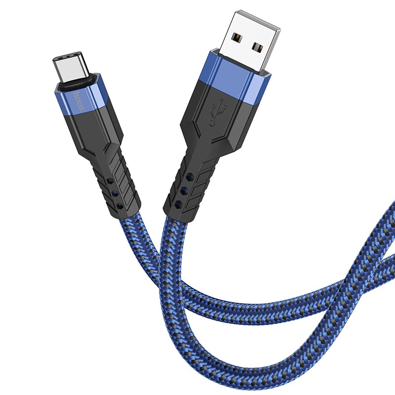 Καλώδιο Σύνδεσης Hoco U110 USB σε USB-C Braided 3A Μπλε 1.2m Υψηλής Αντοχής