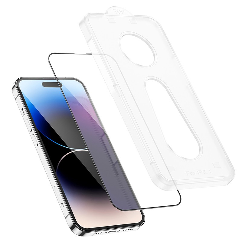 Tempered Glass Hoco A33 9Η Full Screen Protection 0.33mm για Apple iPhone 14 Pro με Οδηγό για Εύκολη Τοποθέτηση