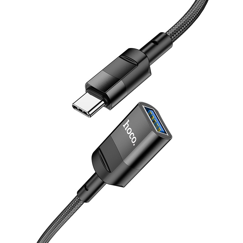 Καλώδιο Προέκτασης Hoco U107 USB-C Αρσενικό σε USB 3.0 Θηλυκό 5V/2A 5Gbps OTG 1.2m Μαύρο