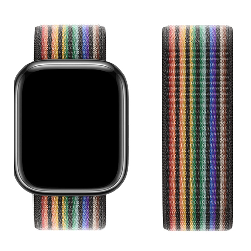 Watchband Hoco WA02 42/44/45/49mm από Nylon για Apple Watch series 1/2/3/4/5/6/7/8/SE/Ultra Black Rainbow