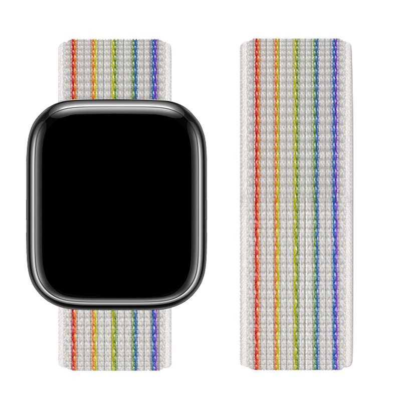 Watchband Hoco WA02 42/44/45/49mm από Nylon για Apple Watch series 1/2/3/4/5/6/7/8/SE/Ultra White Rainbow