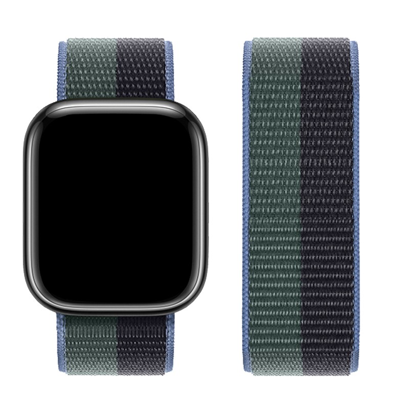 Watchband Hoco WA02 42/44/45/49mm από Nylon για Apple Watch series 1/2/3/4/5/6/7/8/SE/Ultra Midnight with Eucalyptus Green