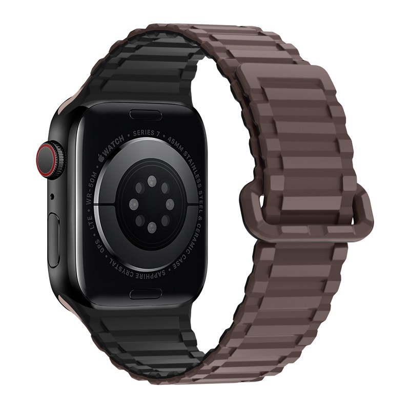 Watchband Hoco WA06 Flexible Military Pattern 42/44/45/49mm για Apple Watch 1/2/3/4/5/6/7/8/SE/Ultra Coffee Black Silicon Band
