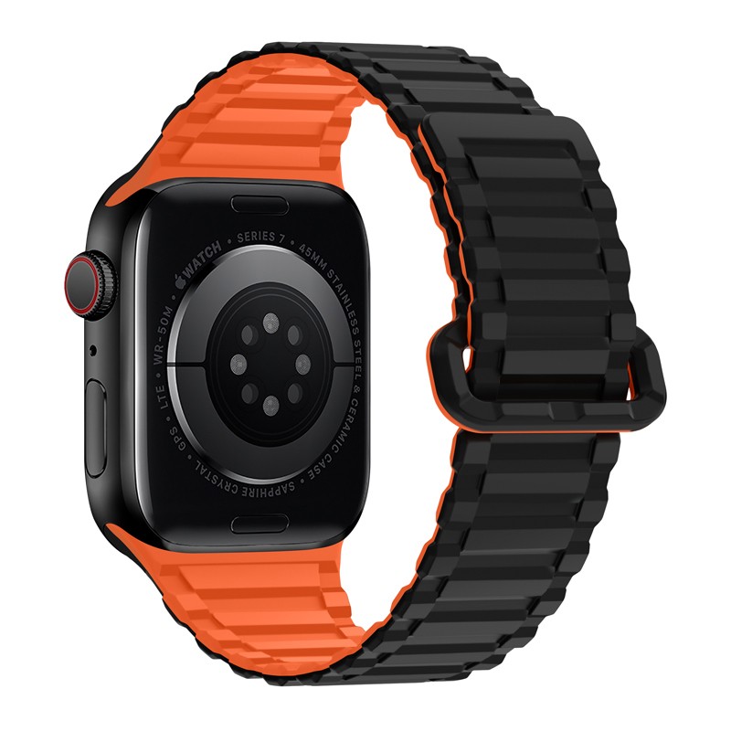 Watchband Hoco WA06 Flexible Military Pattern 42/44/45/49mm για Apple Watch 1/2/3/4/5/6/7/8/SE/Ultra Μαύρο Πορτοκαλί Silicon Band