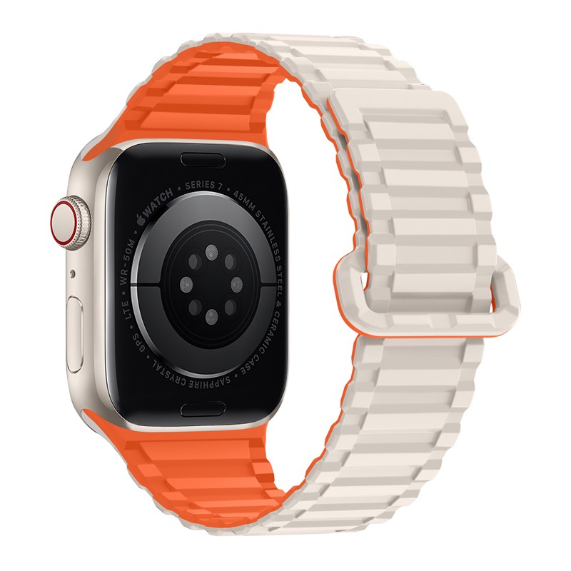 Watchband Hoco WA06 Flexible Military Pattern 42/44/45/49mm για Apple Watch 1/2/3/4/5/6/7/8/SE/Ultra Starlight Orange Silicon Band