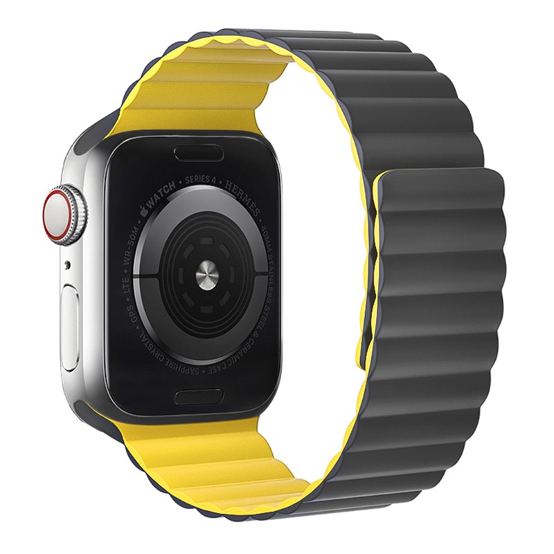 Watchband Hoco WA07 Flexible 42/44/45/49mm για Apple Watch 1/2/3/4/5/6/7/8/SE/Ultra Γκρι Κίτρινο Silicon Band