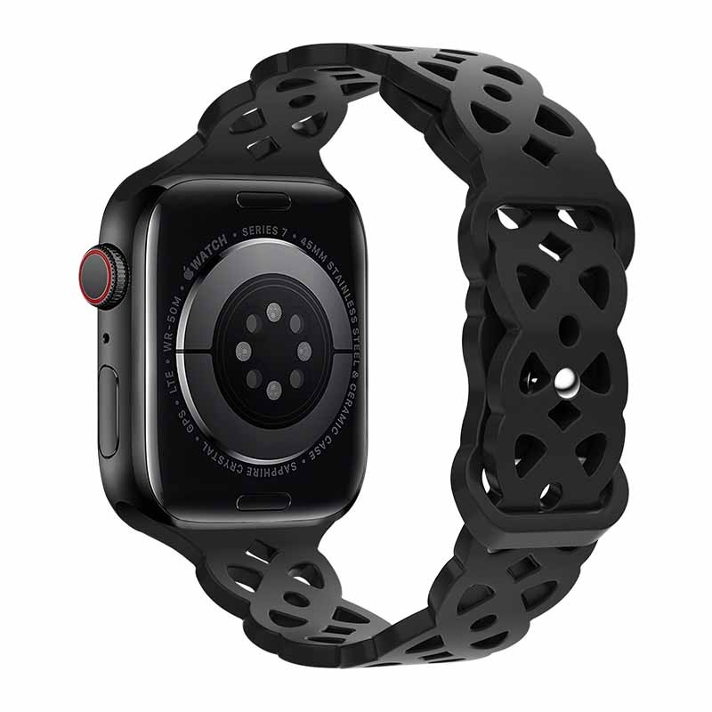 Watchband Hoco WA09 Flexible Rhombus Hollow 42/44/45/49mm για Apple Watch 1/2/3/4/5/6/7/8/SE/Ultra Μαύρο Silicon Band