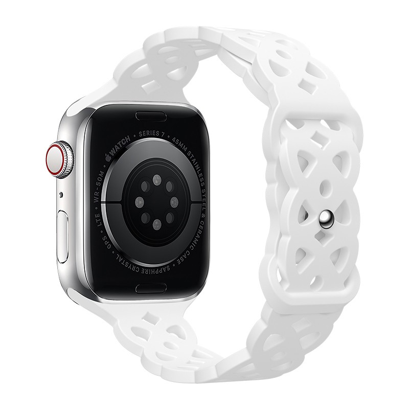 Watchband Hoco WA09 Flexible Rhombus Hollow 42/44/45/49mm για Apple Watch 1/2/3/4/5/6/7/8/SE/Ultra Λευκό Silicon Band