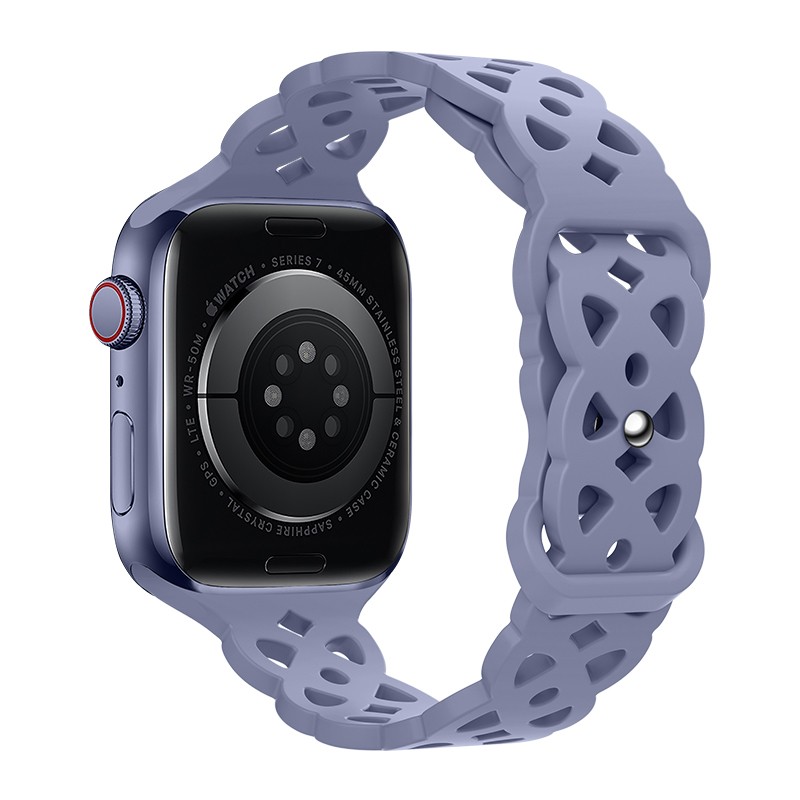 Watchband Hoco WA09 Flexible Rhombus Hollow 42/44/45/49mm για Apple Watch 1/2/3/4/5/6/7/8/SE/Ultra Lavender Grey Silicon Band