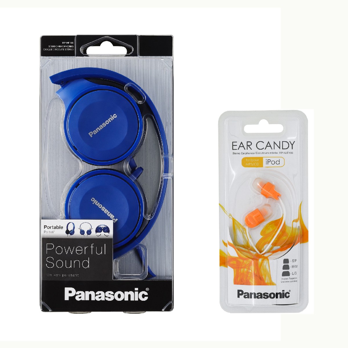 Ακουστικά Panasonic RP-HF100E-A 3.5mm Αναδίπλωσης Μπλε + Δώρο Ακουστικά Panasonic In-ear RP-HJΕ100E-D 3.5mm Πορτοκαλί Χωρίς Μικρόφωνο