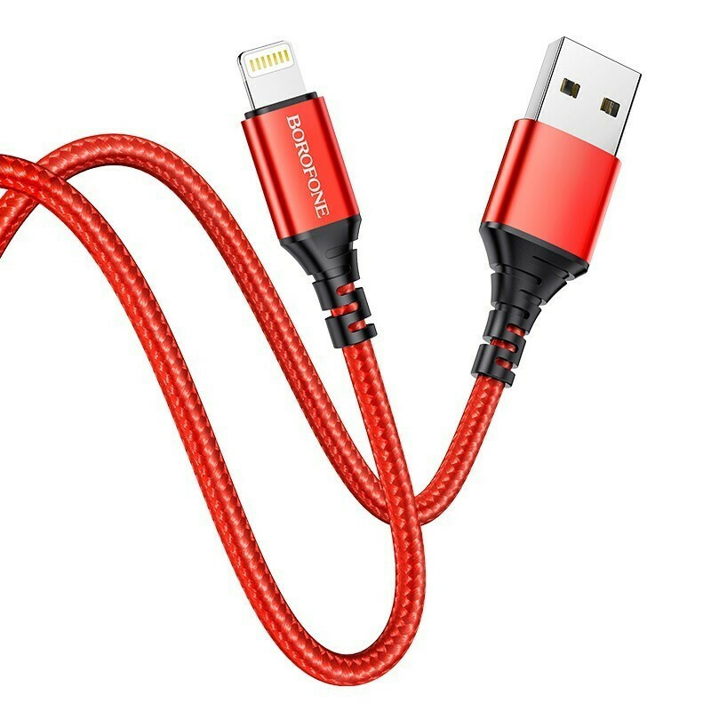 Καλώδιο σύνδεσης Borofone BX54 Ultra bright USB σε Lighting 2.4A Κόκκινο 1m Braided