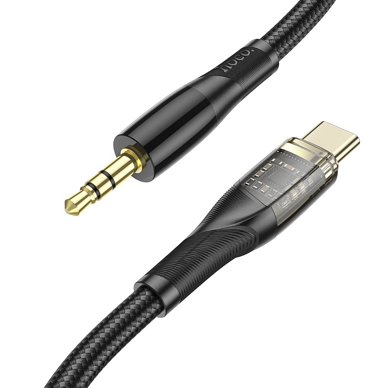 Καλώδιο σύνδεσης Ήχου Hoco UPA25 Transparent Discovery Edition USB-C σε 3.5mm Μαύρο 1m Braided