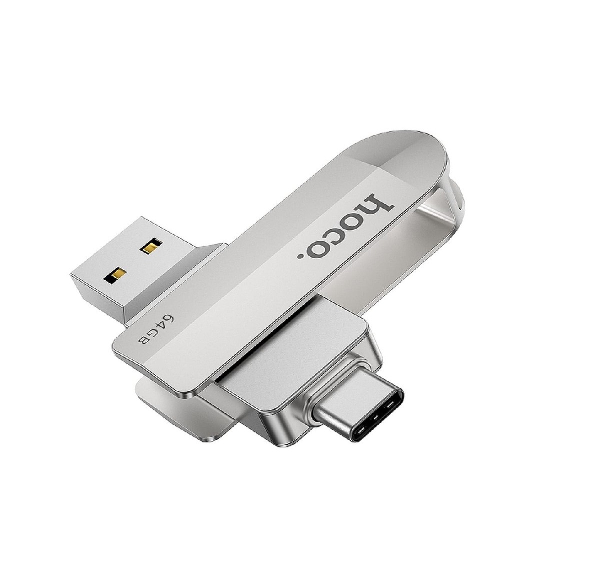 Flash Drive Hoco UD10 2 in 1 32GB USB-A 3.0 και USB-C Συμβατό με Windows Mac Linux και Android Ασημί