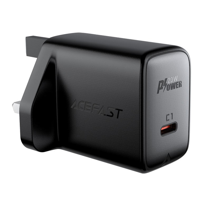 Φορτιστής Ταξιδίου Acefast A4 Fast Charging USB-C PD20W Μαύρος με UK Plug