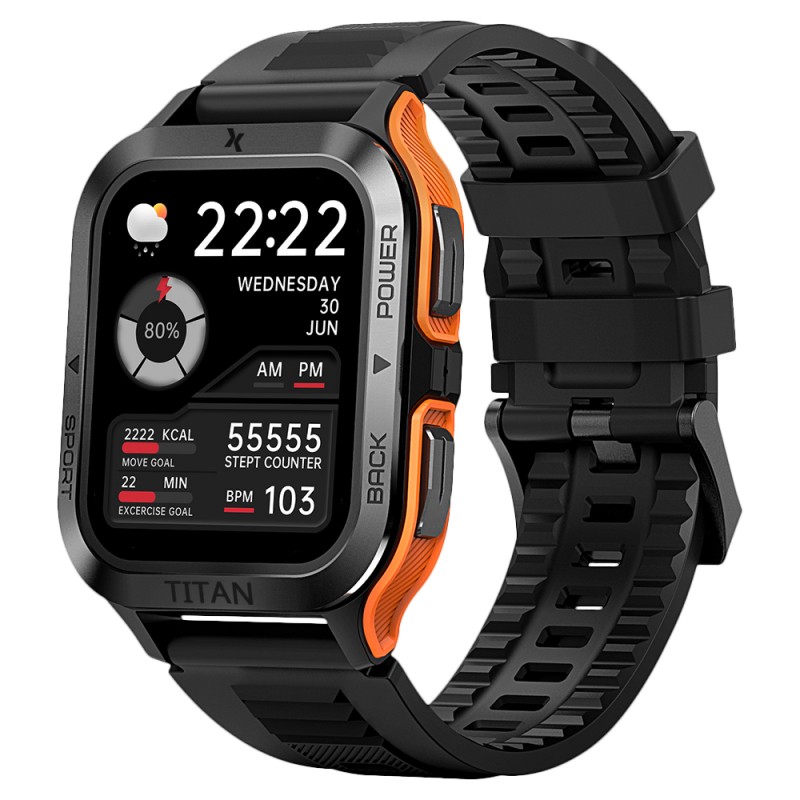 Smartwatch Maxcom FW67 Titan Pro IP69K 360mAh με 1.85” IPS Gorilla Glass 22mm Silicon Band Orange με Δυνατότητα Κλήσεων