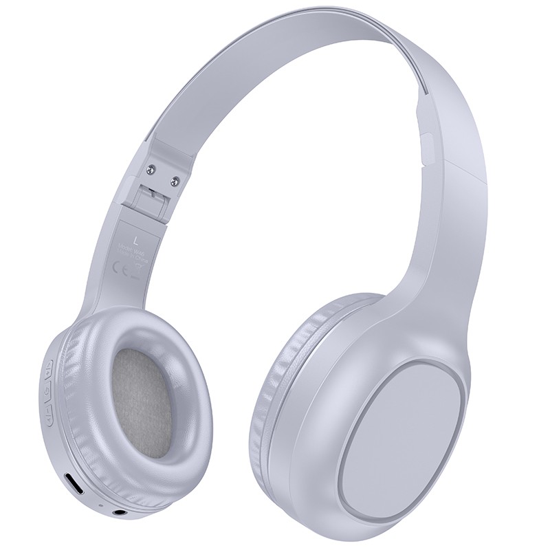 Wireless Ακουστικά Stereo Hoco W46 Charm V5.3 200mAh AUX Light Blue Gray