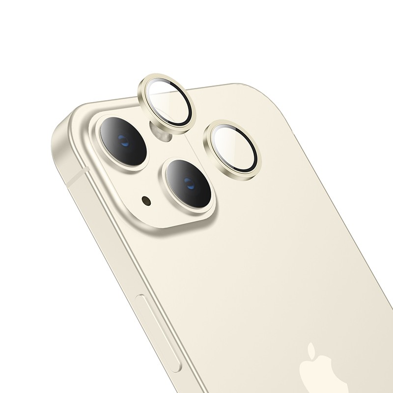 Προστασία Κάμερας Hoco 3D Metal V13 για Apple iPhone 15 / iPhone 15 Plus Light Yellow