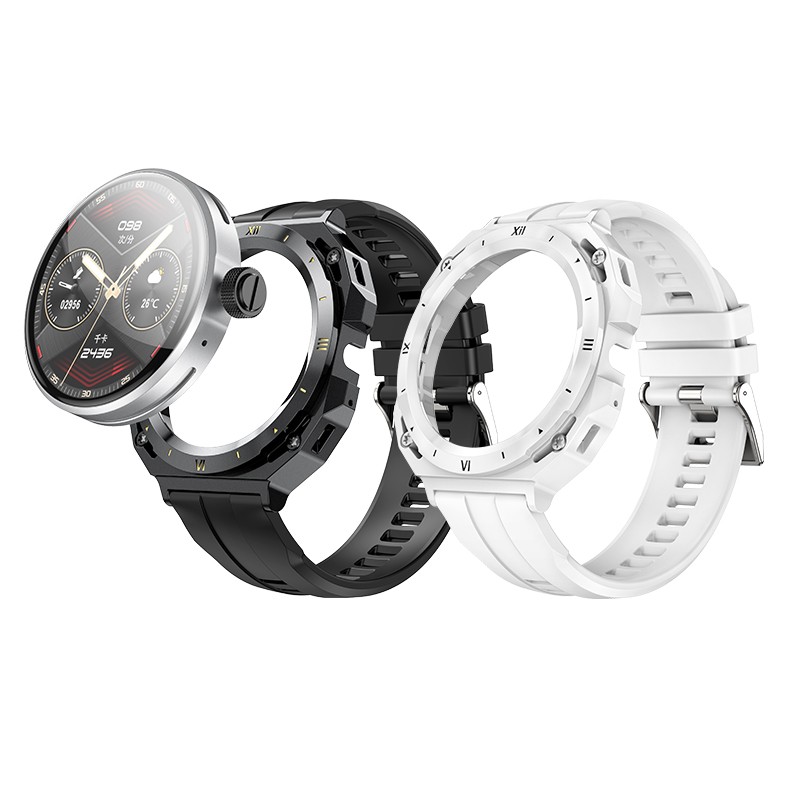 Smartwatch Hoco Y14 IP67 IPS Οθόνη 1.32" 200mAh V5.0 με Δυνατότητα Κλήσεων και 2 Λουράκια Μαύρο/Άσπρο