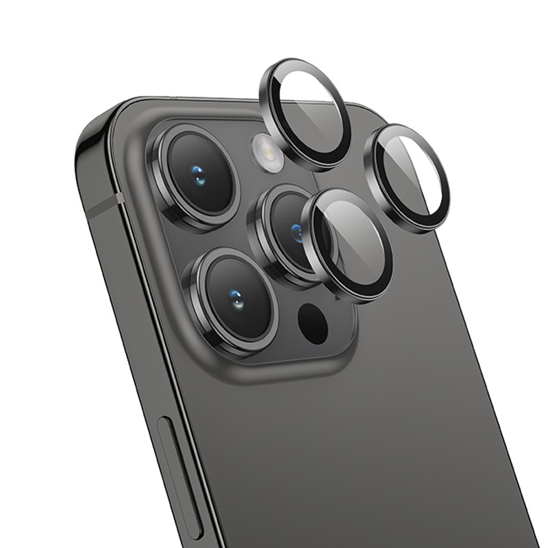 Προστασία Κάμερας Hoco 3D Metal V14 για Apple iPhone 15 Pro / 15 Pro Max Space Grey