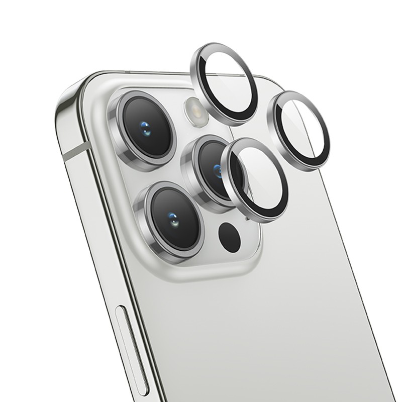 Προστασία Κάμερας Hoco 3D Metal V14 για Apple iPhone 15 Pro / 15 Pro Max Ασημί