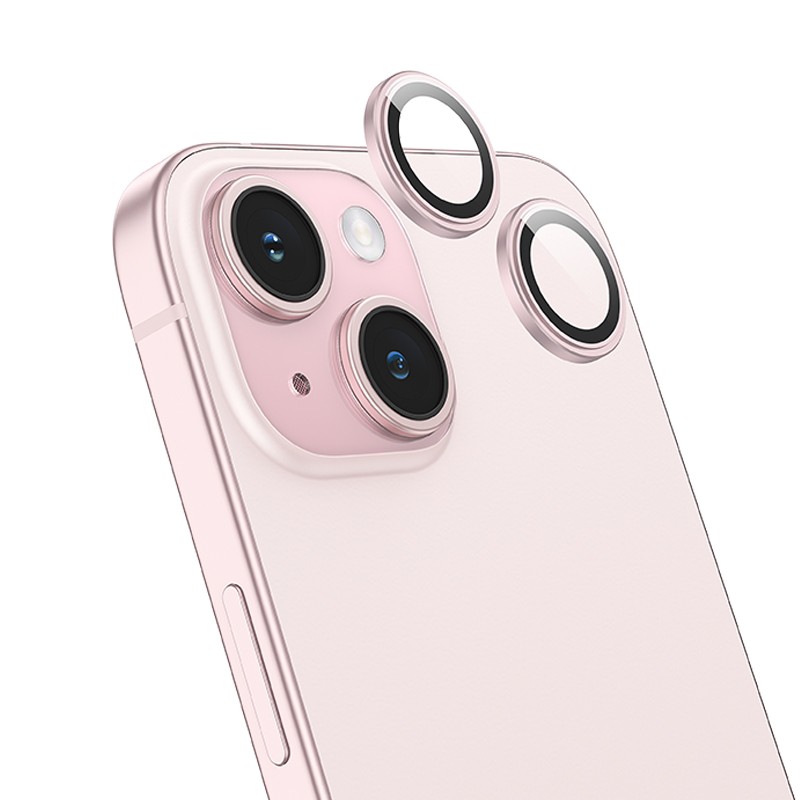 Προστασία Κάμερας Hoco 3D Metal V14 για Apple iPhone 15 / 15 Plus Ροζ