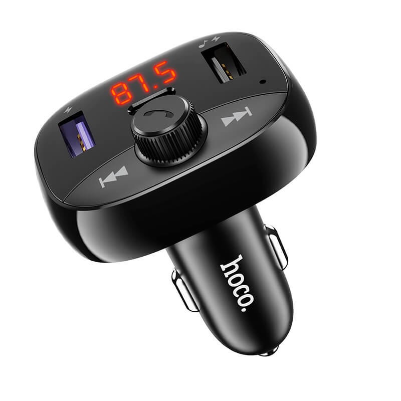 Bluetooth FM Transmitter Hoco DE2 USB QC3.0 18W+USB 12W+USB-C PD20W + Micro SD v5.0 LED Ένδειξη Μαύρο