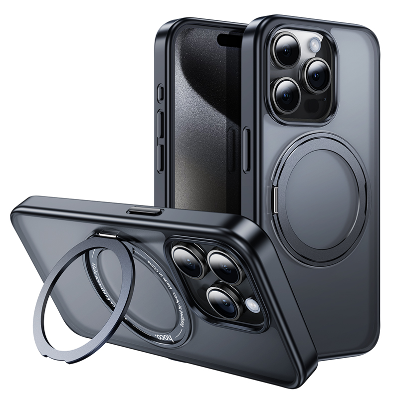Θήκη Hoco Stand Magnetic Case 2 in 1 Mag-Charge 360° Rotating Ring για Apple iPhone 15 Pro Μαύρο