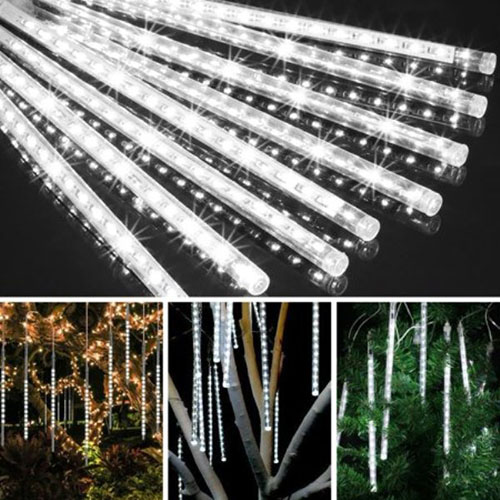 Χριστουγεννιάτικη Επεκτεινόμενη LED Βροχή Μετεωριτών 8 x 47cm Λευκό OEM 3217