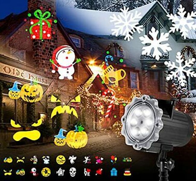 Νυχτερινός γιορτινός φωτισμός LED αδιάβροχος με κίνηση με 12 Θέματα Slides 8909