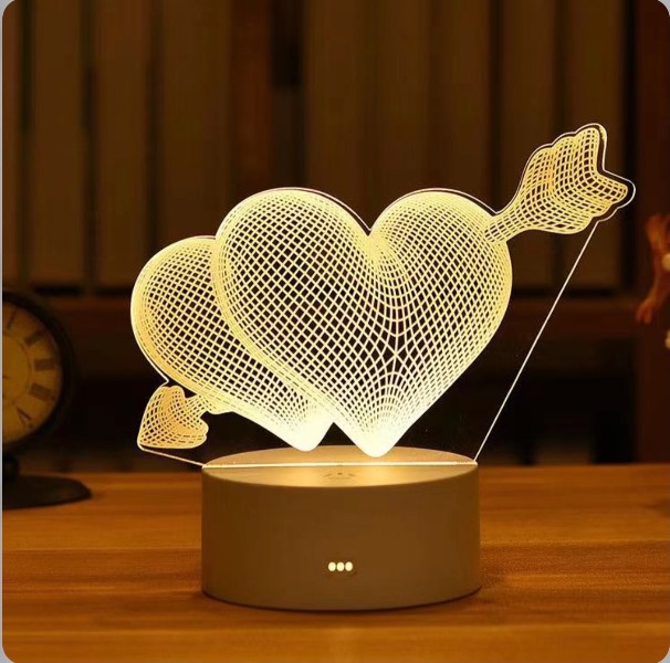 Τρισδιάστατο 3D επιτραπέζιο φωτιστικό καρδιές 0503