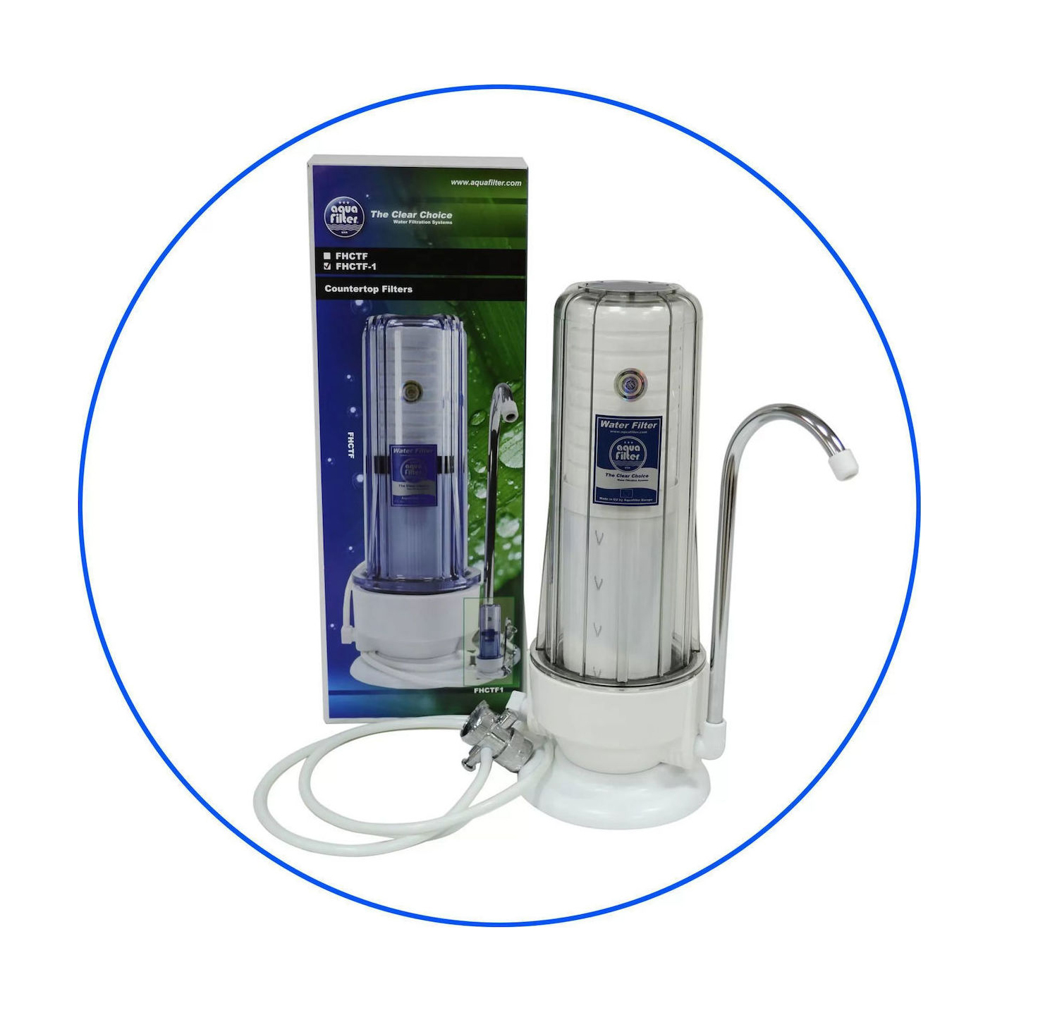 Aqua Filter FHCTF Συσκευή Φίλτρου Νερού Άνω Πάγκου Μονή με Βρυσάκι με Ανταλλακτικό Φίλτρο Aqua Filter ME-02-300