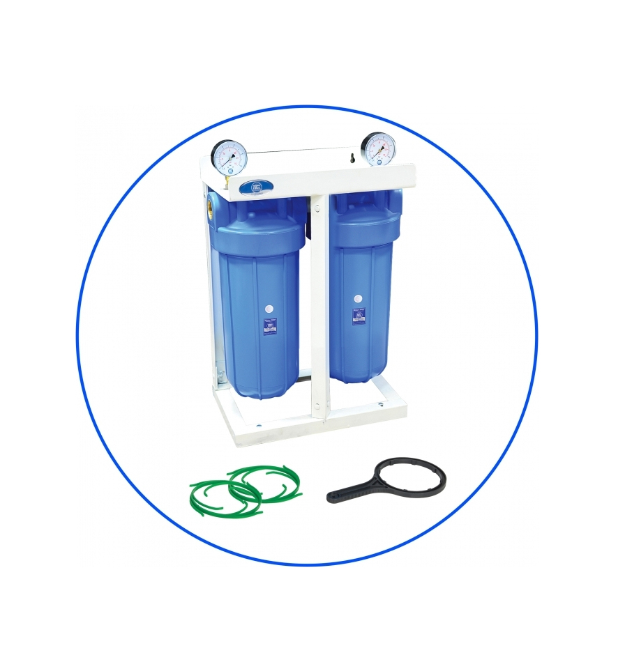 Aqua Filter Συσκευή Φίλτρου Νερού Κάτω Πάγκου / Κεντρικής Παροχής Διπλή 1'' HHBB10A ME-06-103