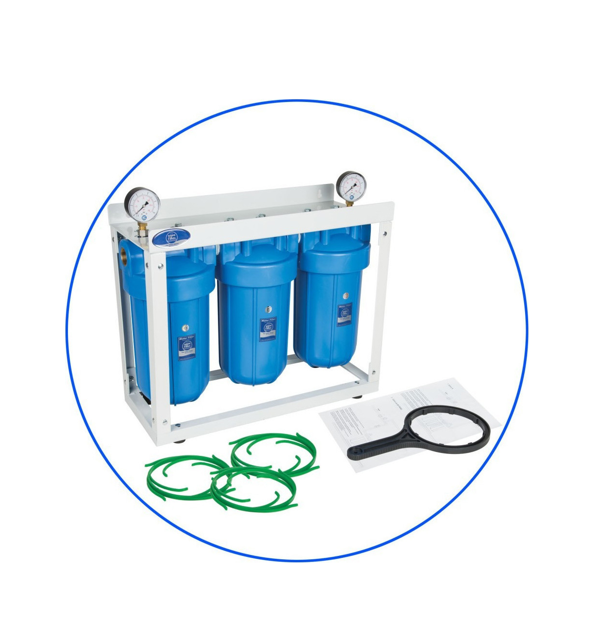 Aqua Filter Συσκευή Φίλτρου Νερού Κεντρικής Παροχής / Κάτω Πάγκου Τριπλή 1'' HHBB10B ME-06-105