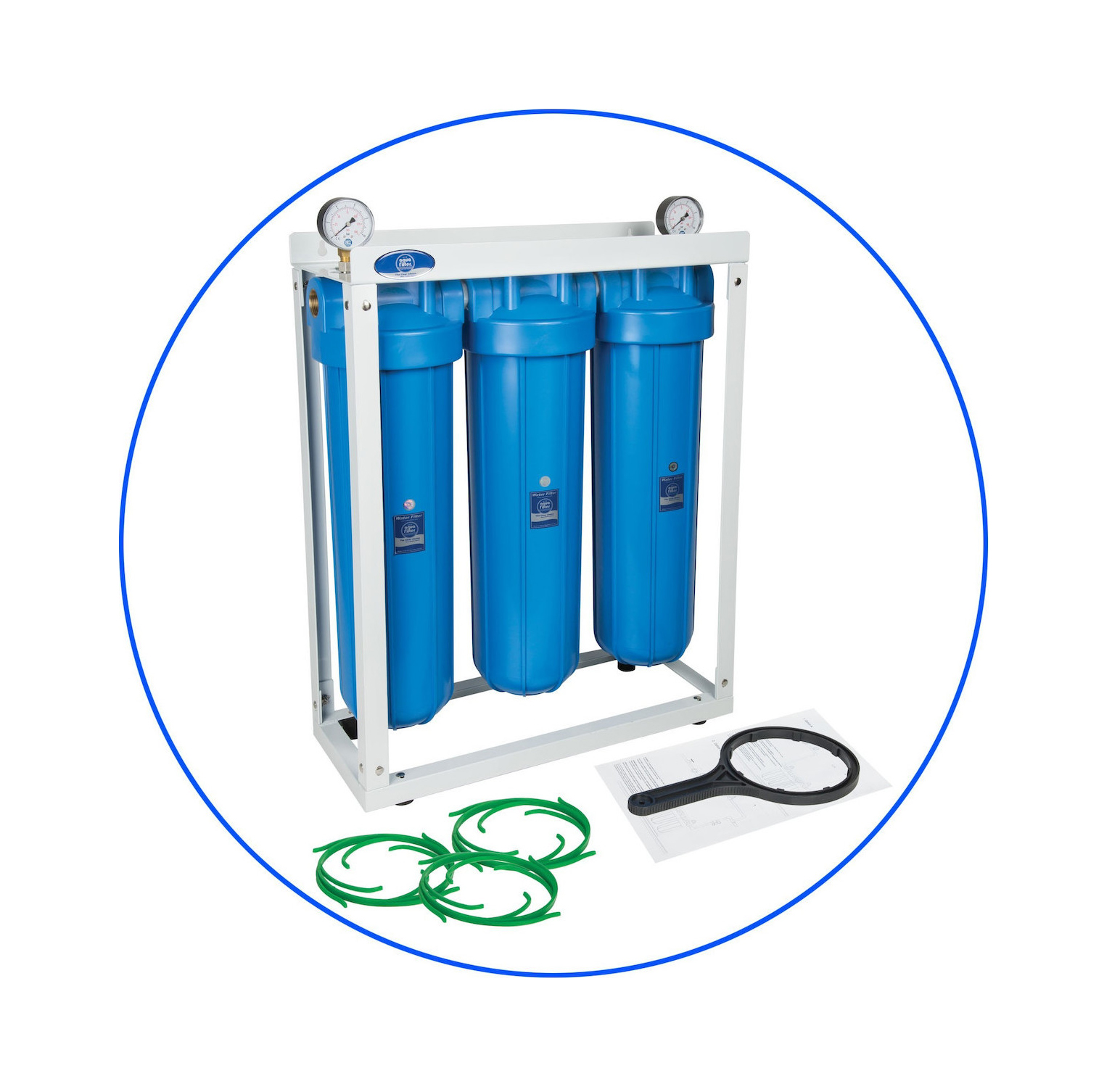 Aqua Filter Συσκευή Φίλτρου Νερού Κεντρικής Παροχής / Κάτω Πάγκου Τριπλή 1'' HHBB20B ME-06-106
