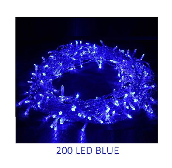 200 Χριστουγεννιάτικα φωτάκια LED σε διάφανο καλώδιο μπλε 17271-34 OEM 81002TRL50BL