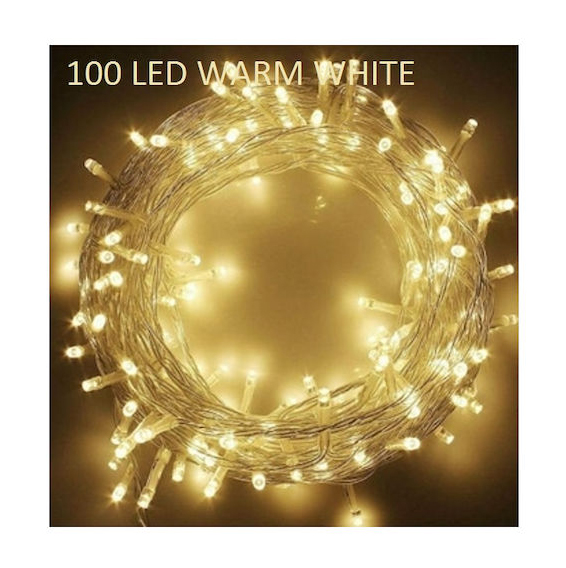 100 Χριστουγεννιάτικα φωτάκια LED σε διάφανο καλώδιο θερμό λευκό 17271-31 81001TRL50WW