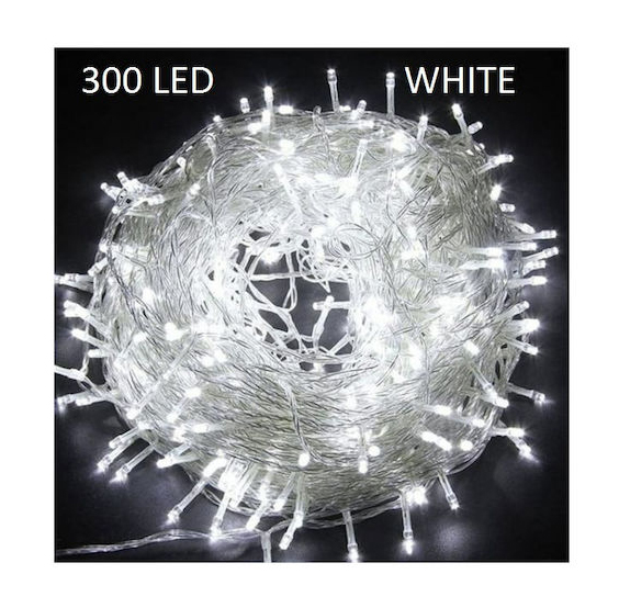 300 Χριστουγεννιάτικα φωτάκια LED σε διάφανο καλώδιο ψυχρό λευκό 17271-37 81003TRL50CW