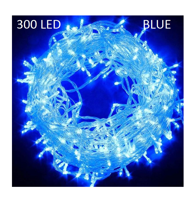 300 Χριστουγεννιάτικα φωτάκια LED σε διάφανο καλώδιο μπλε 17271-38 81003TRL50BL